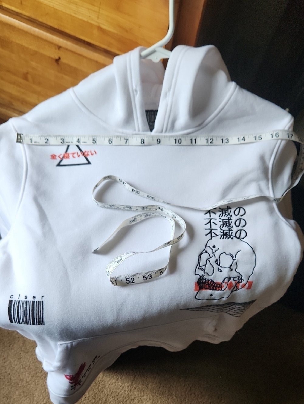 Brooklyn Cloth White Graphic Hoodie with Skull and Red Accents - Picture 7 of 7